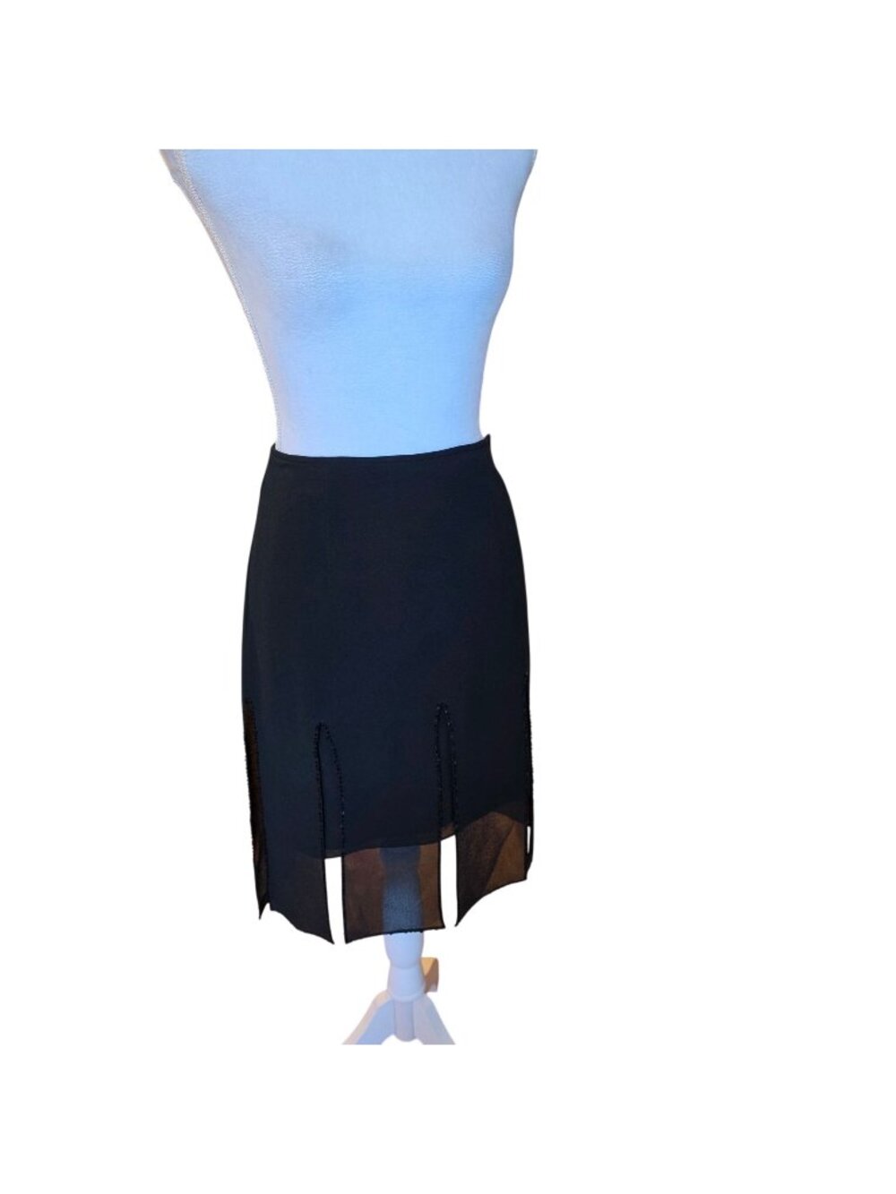 Vintage Adrianna Papell Evening Essentials Black Godet Cocktail Skirt Size 2P